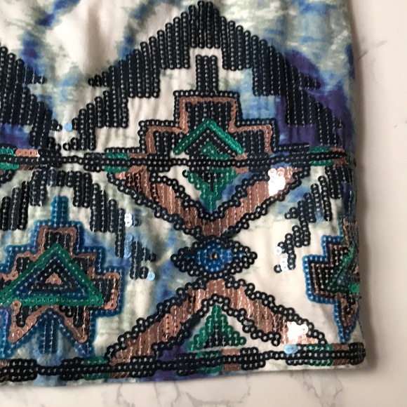 Express Sequin Aztec Mini Skirt - Picture 2 of 2